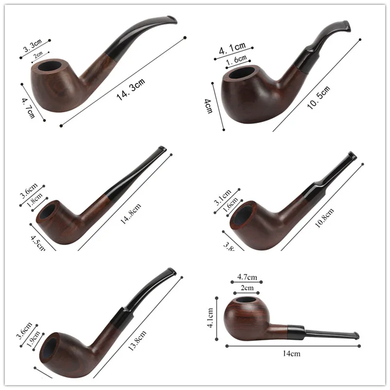 Handmade 100% Nature Ebony Wood Straight Type Smoking Pipe Tobacco Wooden Pipe Gift