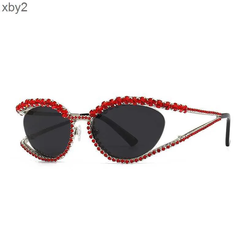 Lunettes de soleil Style oeil de chat lunettes de soleil diamant Street Photo INS.com couleur rouge lunettes de soleil diamant femme J3016