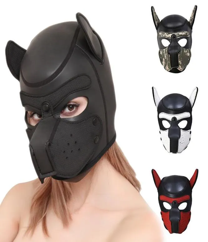 Halloween Sexy Cosplay chiot masque chien pleine tête souple masque accessoire rembourré en caoutchouc chiot jouer pour Masquerade4432810