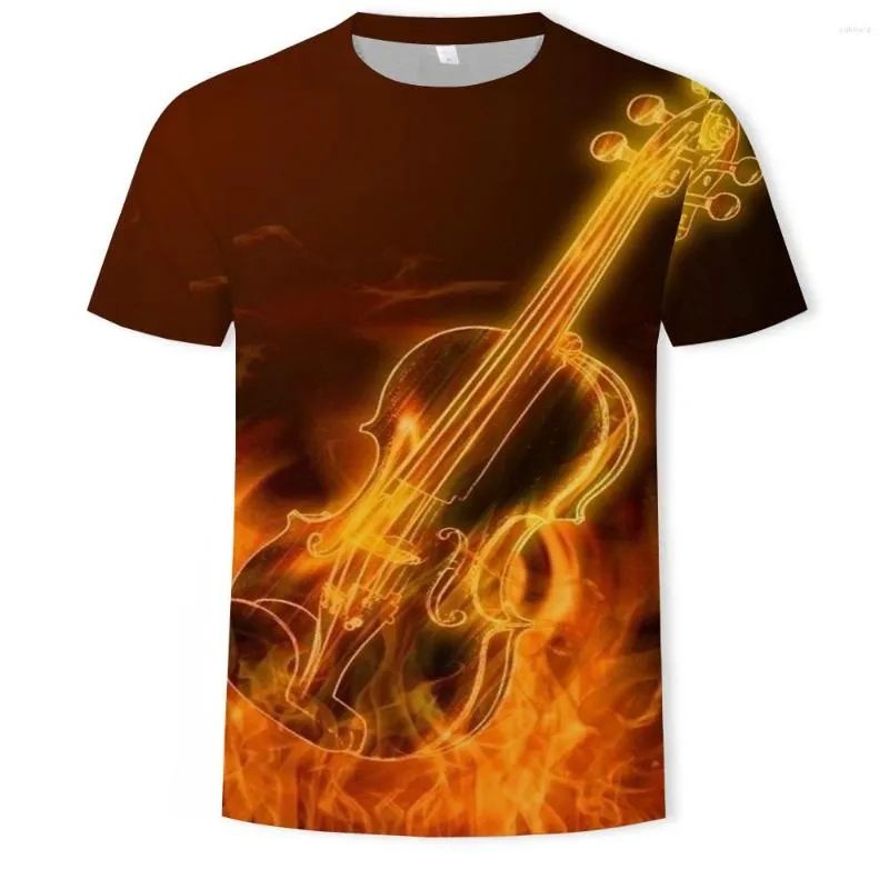 T-shirt da uomo 2023 Summer Mens 3d Tshirt Stampato Guitar Fashion Camicia a maniche corte T-shirt a maniche giornaliere