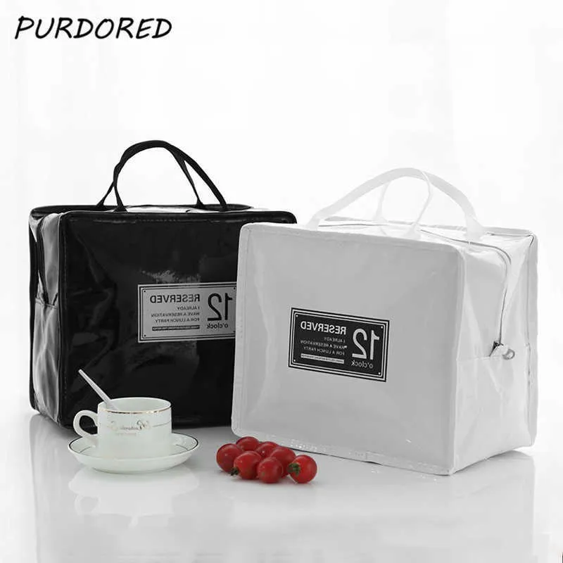 IJspakketten/isotherme tassen Purdored 1 PC draagbare PU Lunch Tassen Leer waterdichte voedselpicknick lunchbox Zak geïsoleerd vrouwen koelere tassen dropshipping J230425