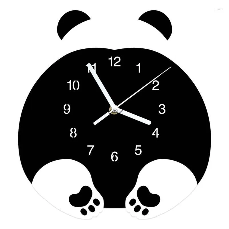 Zegary ścienne kreskówki panda clock ciche zabawne zwierzę sztuka wisząca dla dzieci dzieci sypialnia pokój do dekoracji pokoju