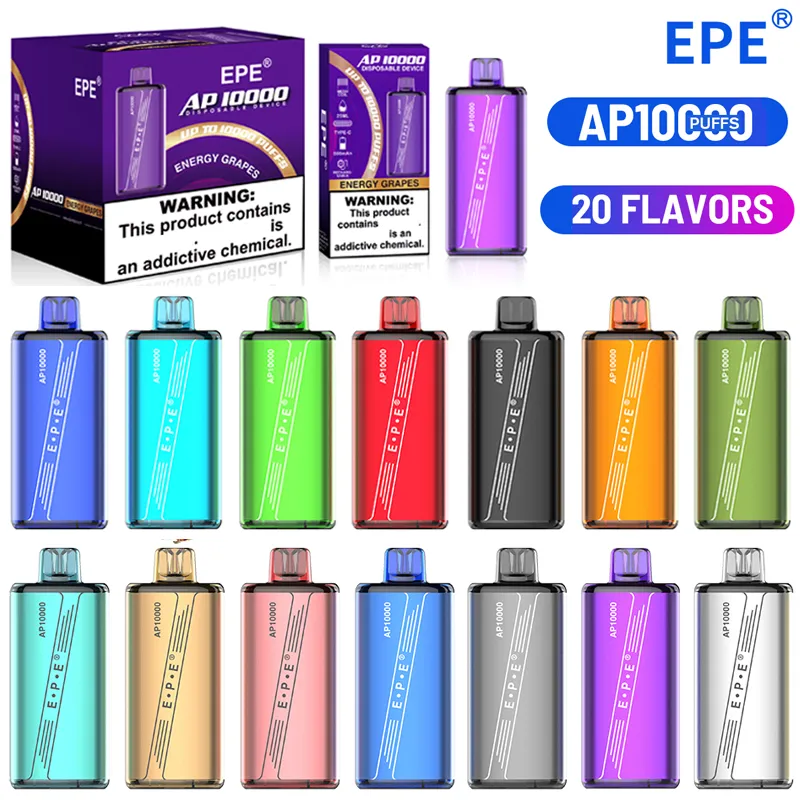 10000 puffs Original EPE AP10000 engångsvapspenna 20 smaker 25 ml baljor 500mAh batterimesh spole uppladdningsbar vape penna