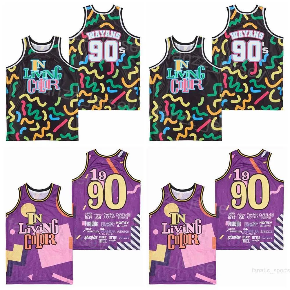Film 90 WAYANS Jersey Basketball TV-Serie In lebendigen Farben 1990 Retro Sport Pullover College Atmungsaktiv Vintage HipHop Universität Genähte Teamstickerei Gut