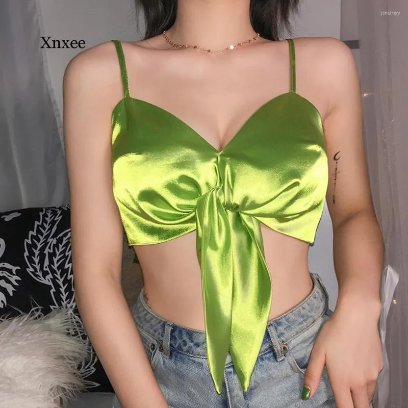 Women's Tanks Strap Sexy Butterfly Sling Vest Female Sleeveless Tops Solid Wrapped Chest Tie V-Neck Woman Camisole Clothing