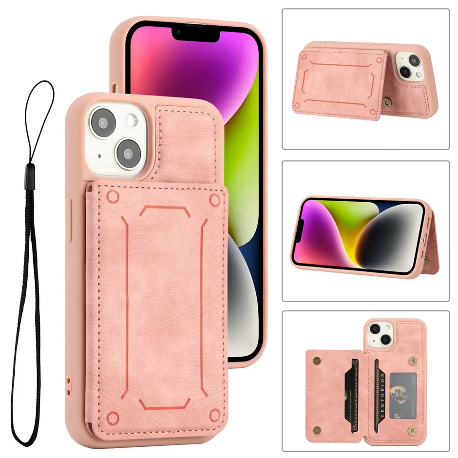 Étui de téléphone portable avec fente pour carte pour iphone 14 13 12 11 xr xs pro max 6 7 8 Google 7 7pro 6A couverture arrière avec fentes pour cartes de support