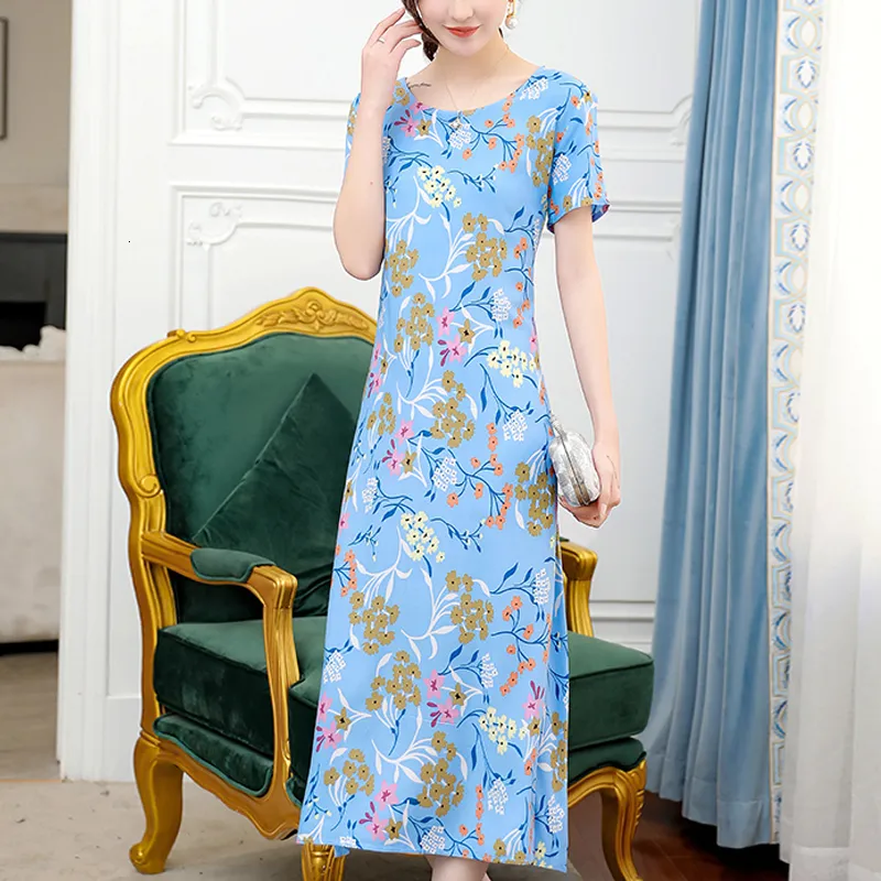 Plus Size Casual Summer Dress for Women Floor-Length Boho Print Sundress  with O-Neck and Short Sleeve from Dhgate Basic & Casual Dresses - price  30.36