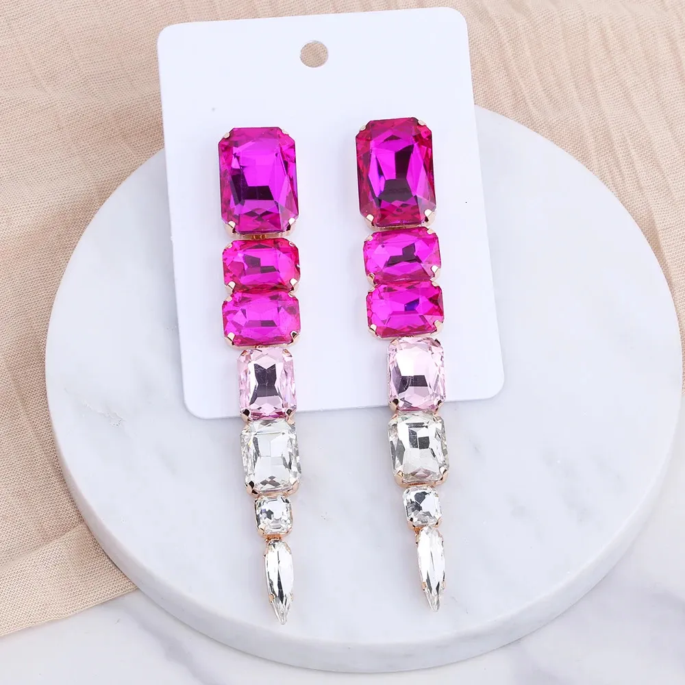 Stud Boho Long Tassel Woman Earrings Big Rhinestone Drop Earrings For Women Crystal Dangle Earrings Fashion Jewelry Accessories Gift 231124