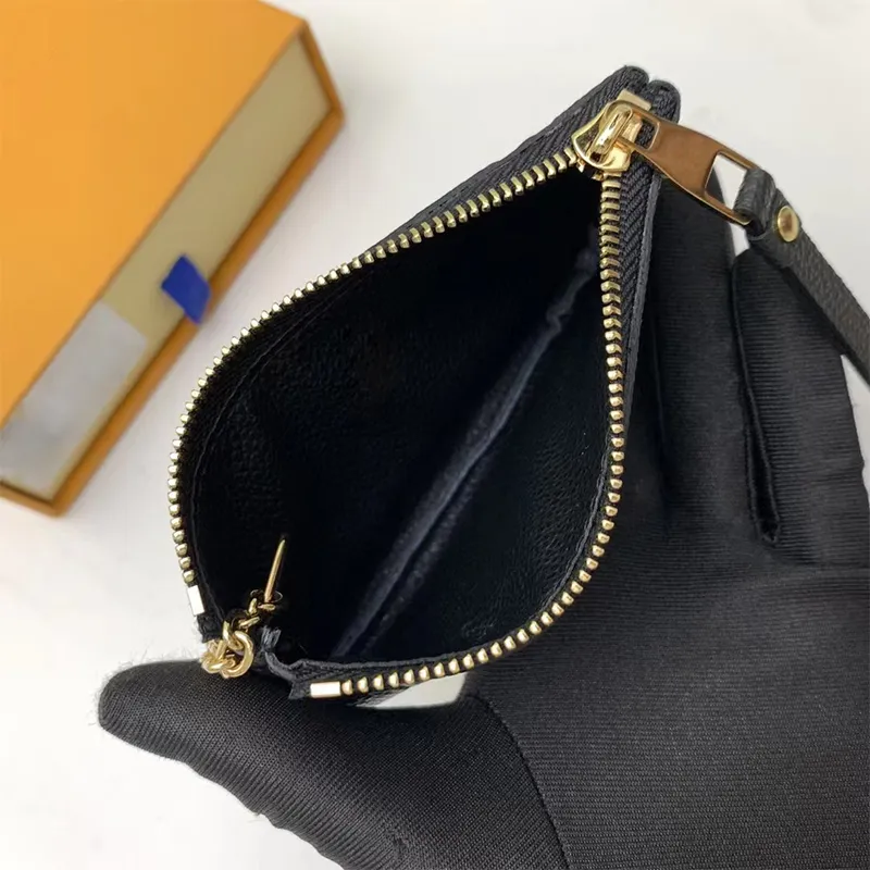 Genuine Leather 5A Mens Wallet Black Color Keychain Ring KEY POUCH Coin Purse Damier Leather Credit Card Holder Women Small Zipper Purses Wallet With Box From 47 28 DHgate