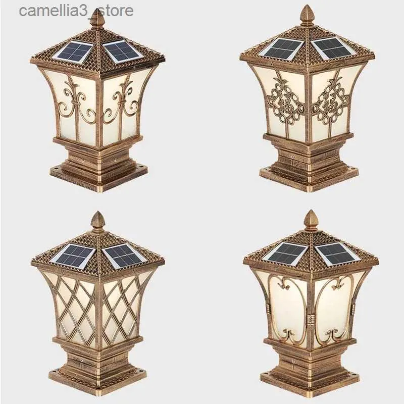 Lawn Lamps Solar LED Light Outdoor Garden Decoration Column Lamp Waterproof Street Garland Lawn Lamp Exterior Patio Pillar Light Q231125