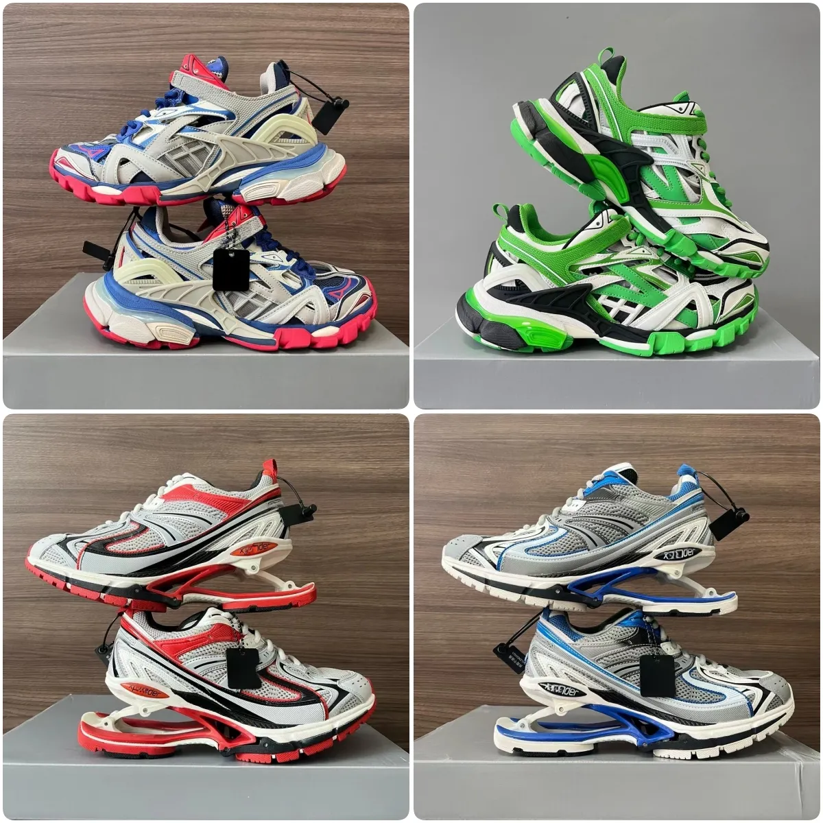 women men designer shoes Track 3 Casual Triple S 4.0 Platform luxury Sneakers Black White Green Pink Dark Blue Cool Grey Cement Beige Rainbow Shadow With box sneaker