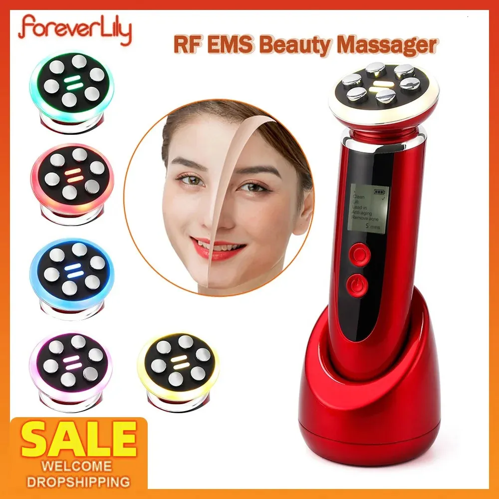 Face Care Devices Micro Current EMS Lifting Skin Tighten Beauty Device Home SPA RF Anti Aging Machine LED P on Rejuvenation Pores Cleaner 231123