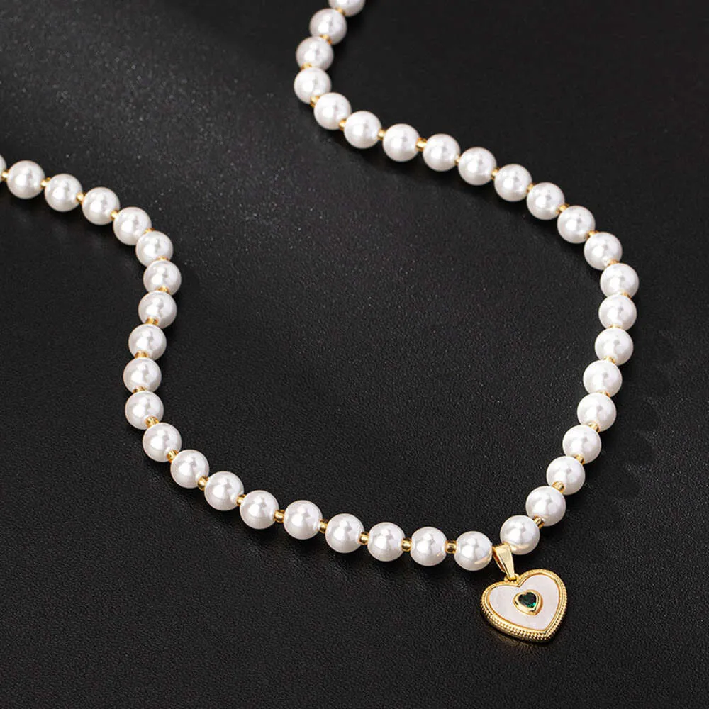 Swarovskiso Necklace Designer Women Original Quality Style Glass Pearl With Light Luxury And High Grade Feeling Inlaid With Love White Shell Peach Heart Pendant