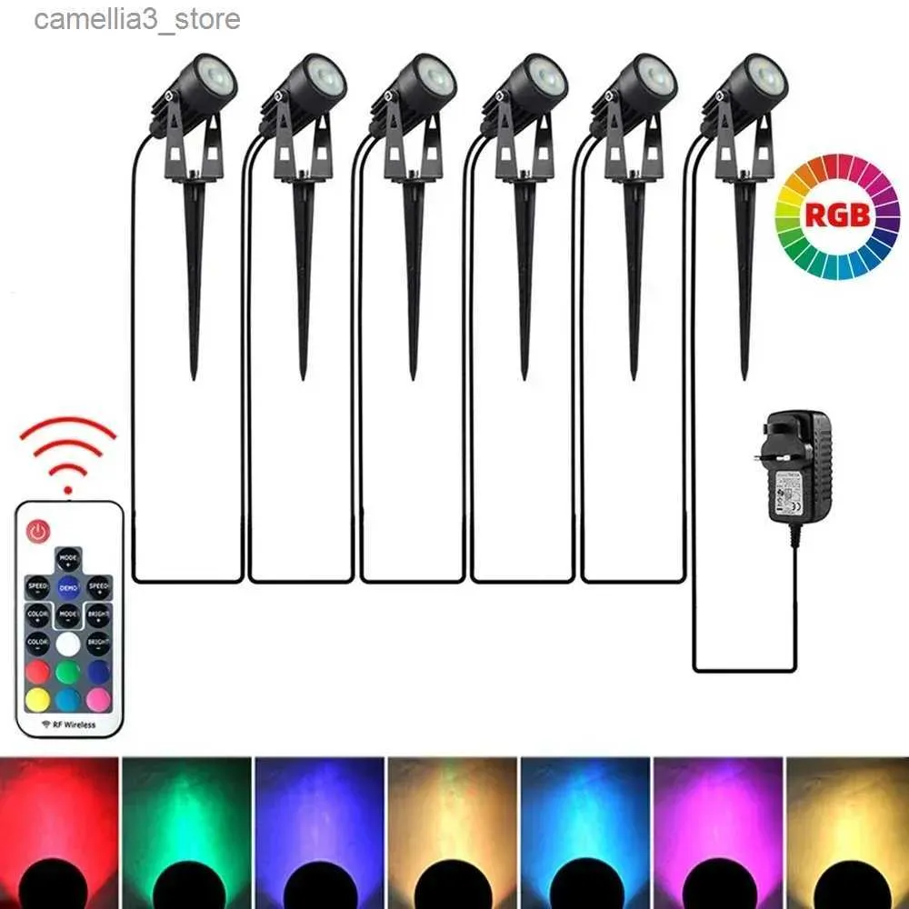 Lawn Lamps Led Garden Lights Lawn Lamp 2/4/6/8/10 in 1 Outdoor Waterproof Spotlight RGB Dimming High Brightness Landscape Light Ground Lamp Q231125