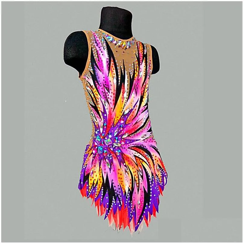 Skating Dresses Rhythmic Gymnastics Costumes For Girls Custom Sportscu Apparel Competition Leotards Figure Dress Drop Delivery Sports Dhyph