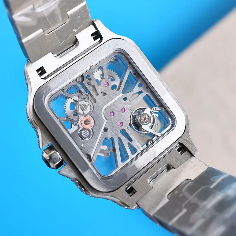 Diamond Watch Quartz Hareket Erkekler 39.8mm Su Geçirmez Bilezik Sapphire Business Holluwatch Paslanmaz Çelik 904L kol saati Montre de Luxe