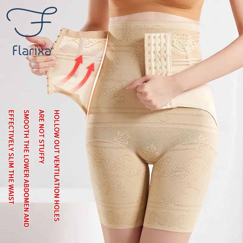 Flarixa Plus Size Womens High Waist Four Row Abdomen Control