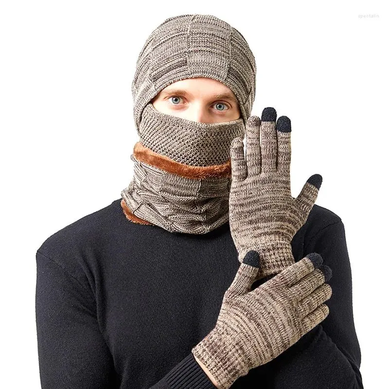 Baretten Pluche Warme Muts Sjaal Masker Handschoenen Vierdelige set fietsen Winddichte gehoorbescherming Kraag Geïntegreerde hoeden