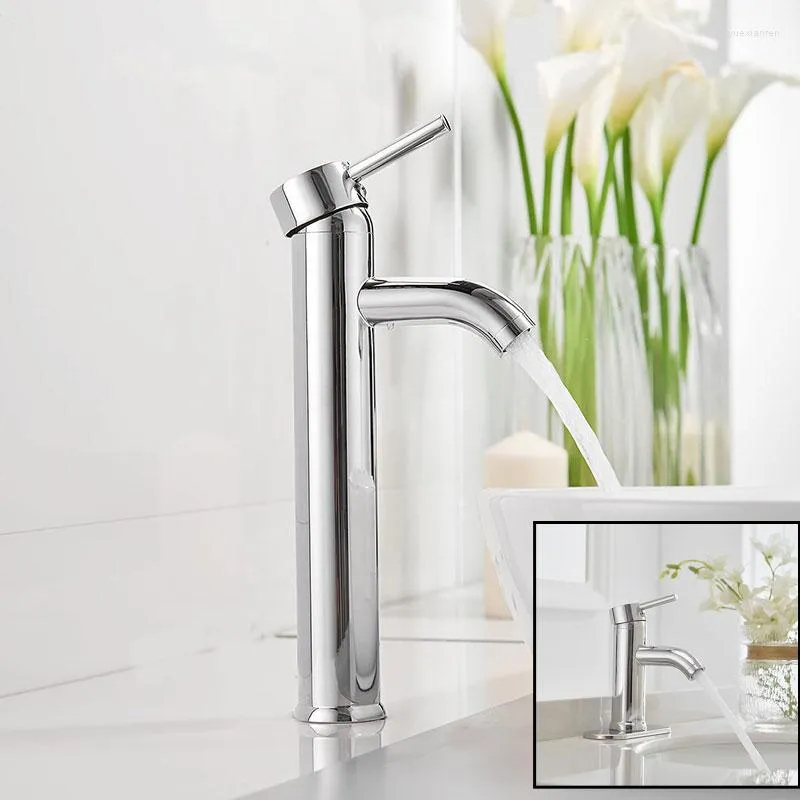 Bathroom Sink Faucets Chrome Single Hole Faucet And Cold Water Mixer Tap Stainless Steel Paint Basin Tapware