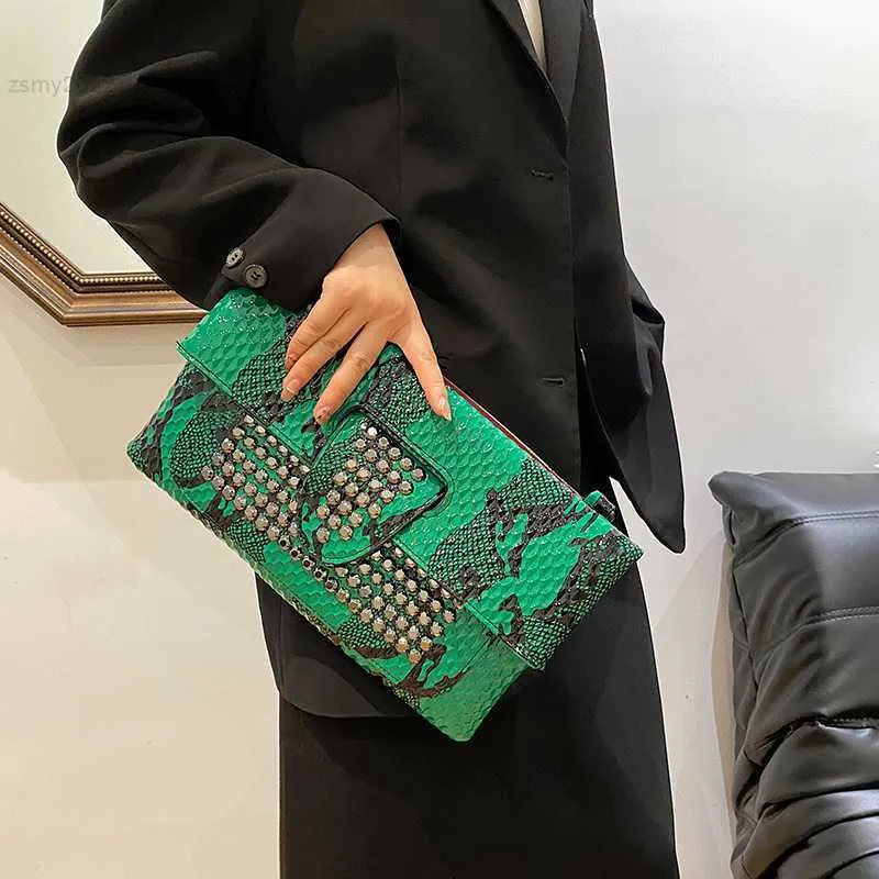 Totes Brand Folding Clutch Purses Luxury Rivet Umhängetasche für Frauen Hochwertige PU-Abendtasche Designer-Umschlagtasche Crossbody-Taschen