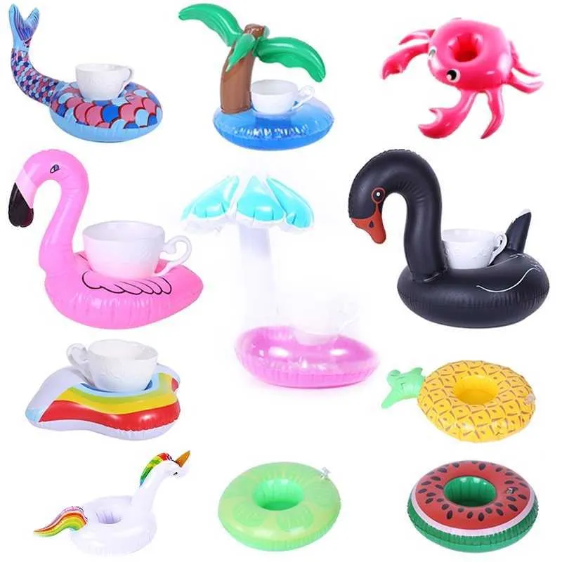 Kamizelka ratunkowa nadmuchiwana kubek Uchwyt jednorożca Flamingo Drink Holder Pływa basen pływak kąpielowy basen zabawki dekoracja barów barowych j230424