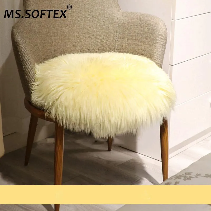 Pillow /Decorative MS.Softex Natural Sheepskin Seat Real Sheep Fur Rug Round Shape Bedroom Decrative Rugs