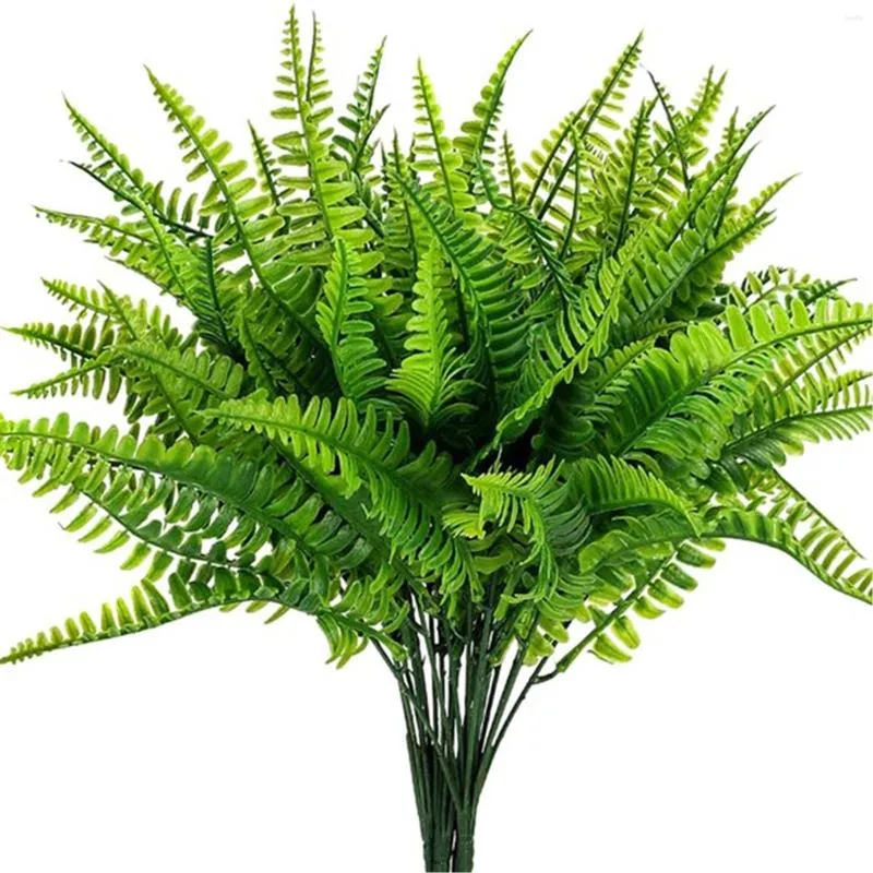 Flores decorativas 4pcs plantas artificiais eucalipto samambaias de plástico folhas verdes plantas de flores falsas casamentos de decoração de decoração de decoração