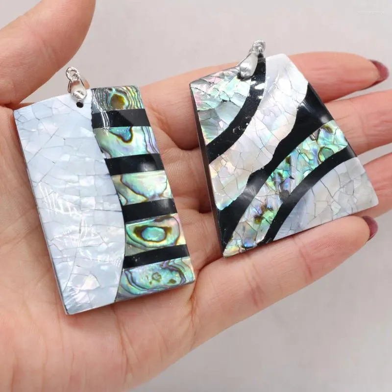 Pendant Necklaces Natural Crack Splicing Stripe Shell Various Shapes Abalone Charms For Women Men DIY Necklace Jewelry Making