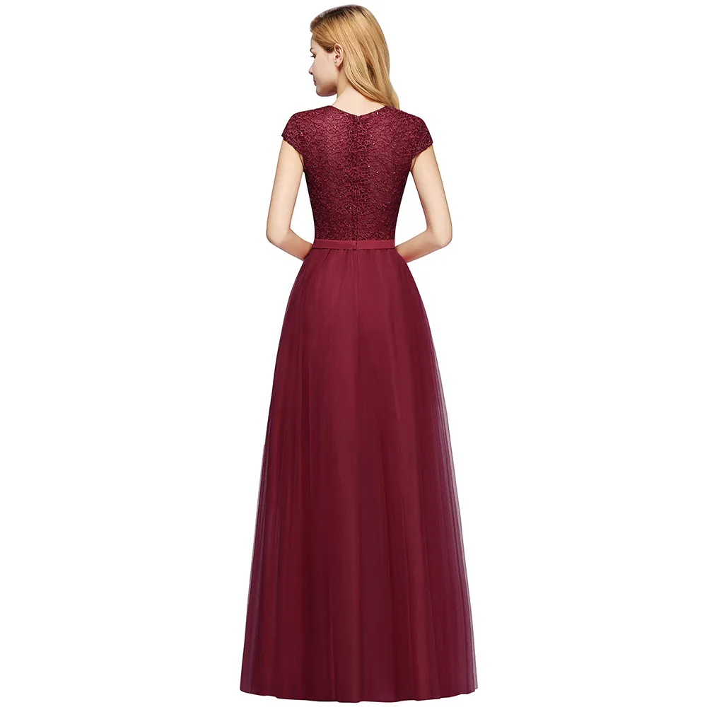 Elegant Evening Dresses A Line Jewel Neck Sleeveless Long Maxi Lace Appqulies Chiffon Skirt Prom Party Gowns Bridesmaid Wear CPS1132