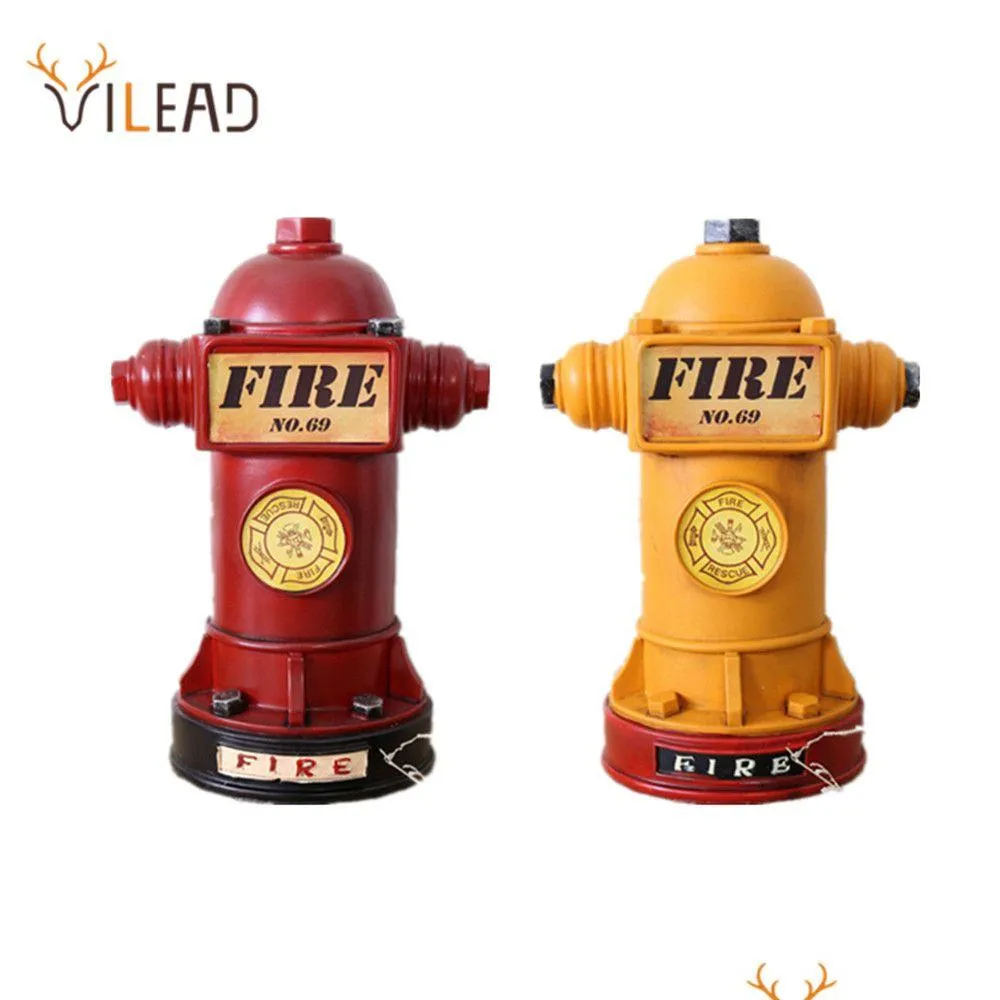 Decorative Objects Figurines Vilead 24Cm Resin Fire Hydrant Piggy Bank Extinguisher Ornament Creative Gift For Children Decoration Dhjf7