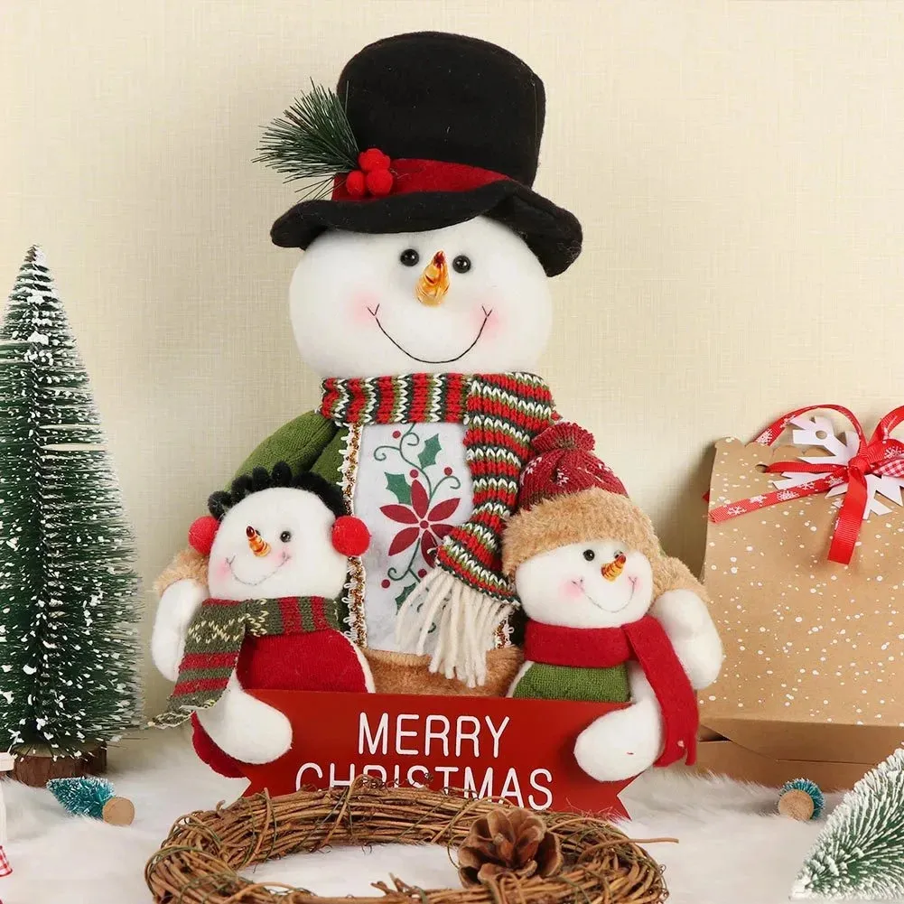 Chapeaux de fête Poupées de Noël Décoration Courte Peluche Printe Père Noël Bonhomme de neige Poupée Arbre Ornements Figurin Chambre Accessoires décoratifs 231124