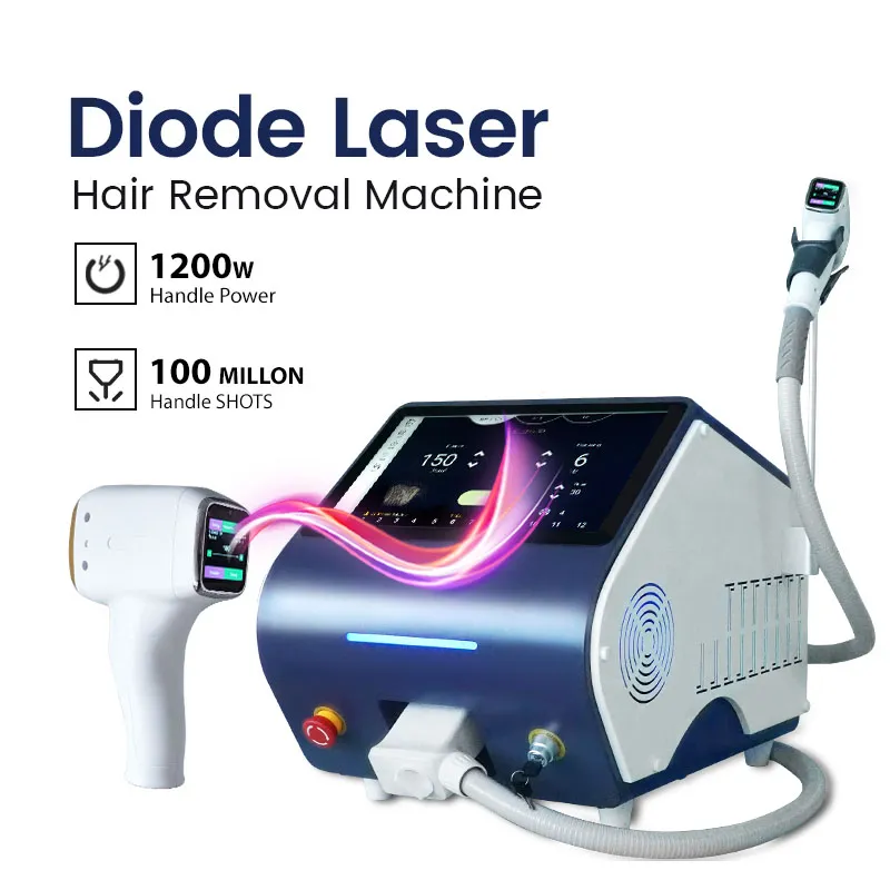 Máquina portátil de remoção de pelos a laser de diodo, 3 comprimentos de onda, remoção permanente de pelos, equipamento a laser, frete grátis