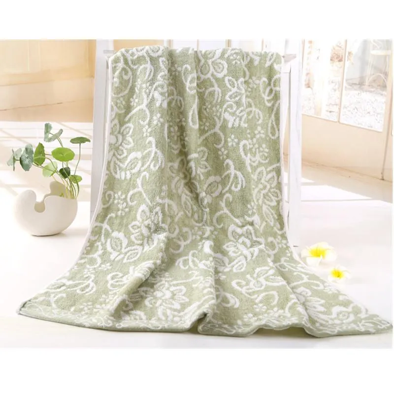 Handdoek zachte bamboe vezel groen praktisch absorberend bad bloempatroon strand jacquard thuis textiel badkamer