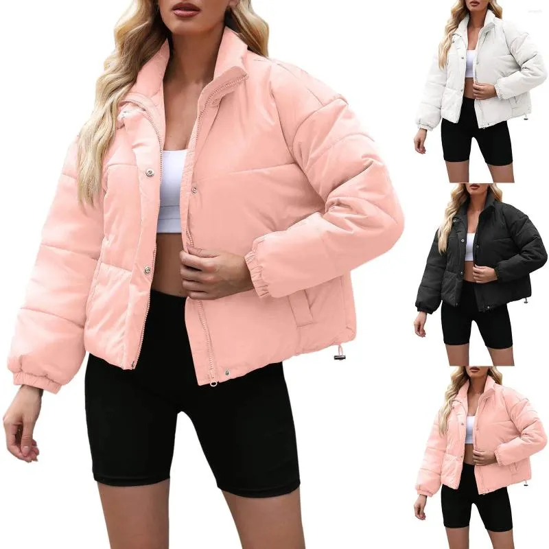 Mulheres jaquetas mulheres inverno cortado curto e fino puffer jaqueta para manga longa rosto mulheres casacos moda lã comprimento médio