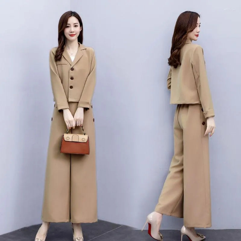 Dwuczęściowe spodnie damskie garnitur damski Koreański styl Temperament moda zachodnia wczesna jesienna szeroka nogawka profesjonalista