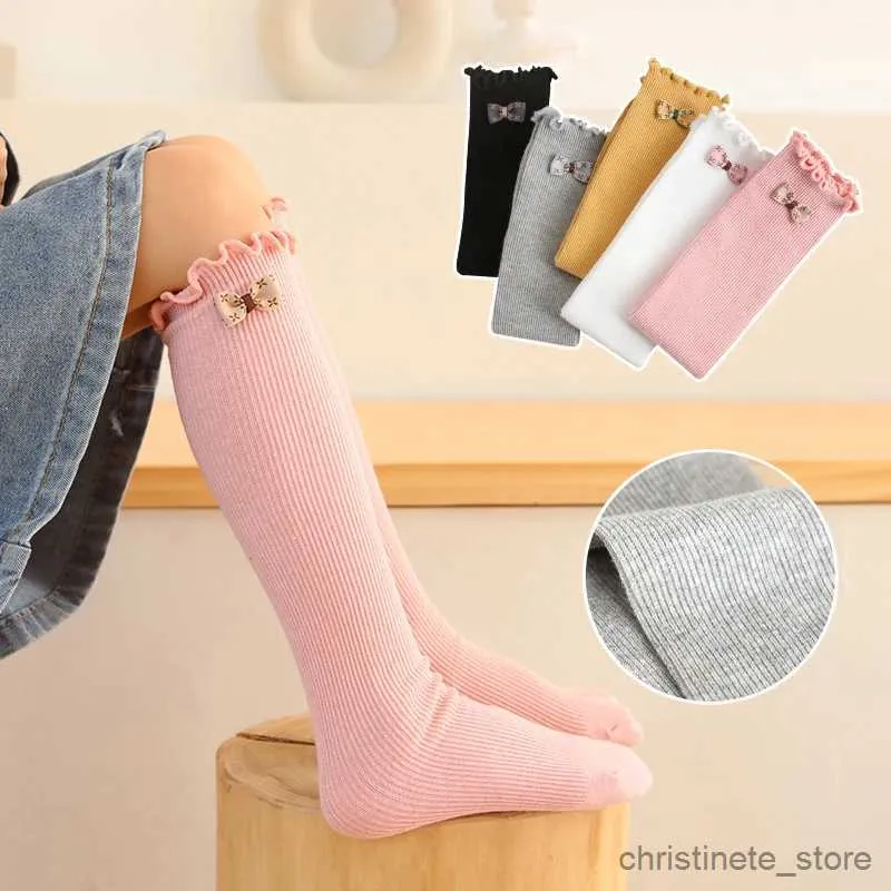 Kids Socks Kids baby Spring autumn over knee long socks cute bow edge knee high socks cotton little bowknot child girls socks