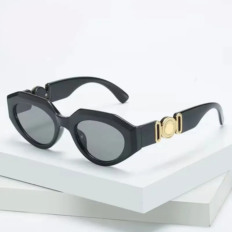 Óculos de sol para mulheres óculos de grife moderno occhiali da sola armação preta com peças banhadas a ouro óculos de sol de luxo feminino acetato ZB008 E23