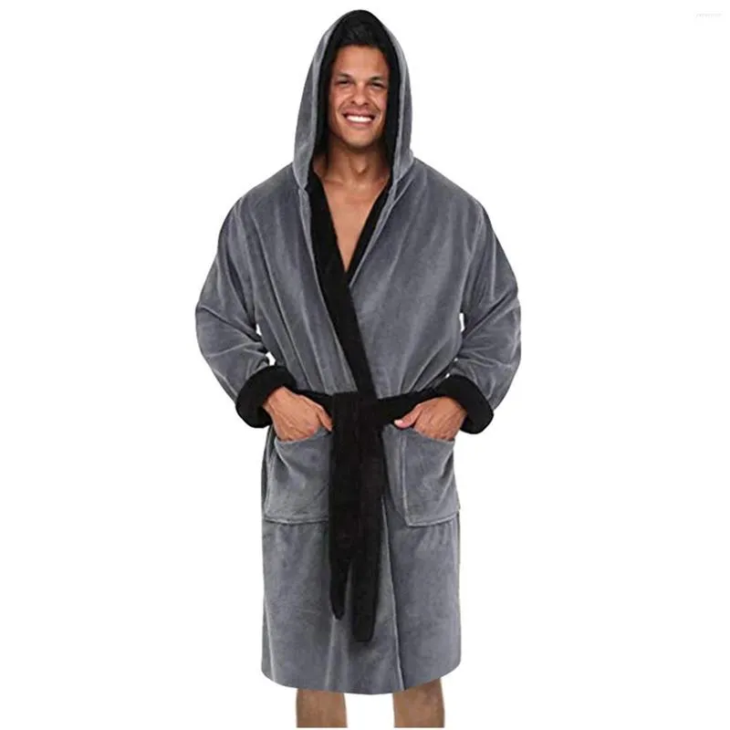 Herren Nachtwäsche Herren Roben Winter verlängert Plüsch Schal Bademantel Home Kleidung Mode Langarm Robe Mantel Taillentasche Vestido