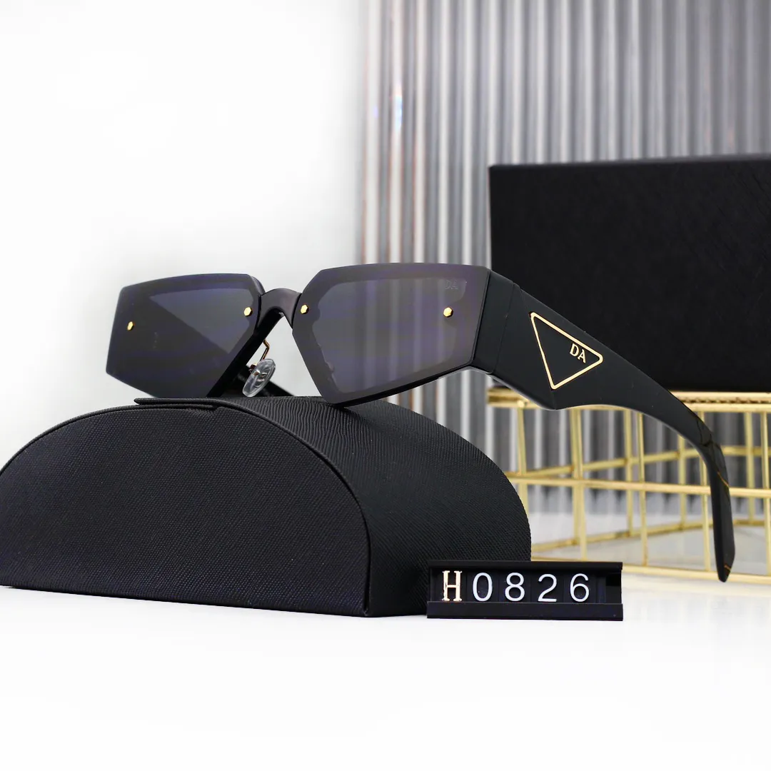 Designer zonnebrillen met rechthoekig frame voor dames Klassieke zonnebril met driehoekige benen Casual reizen 6 kleuren Verkrijgbaar met originele doos