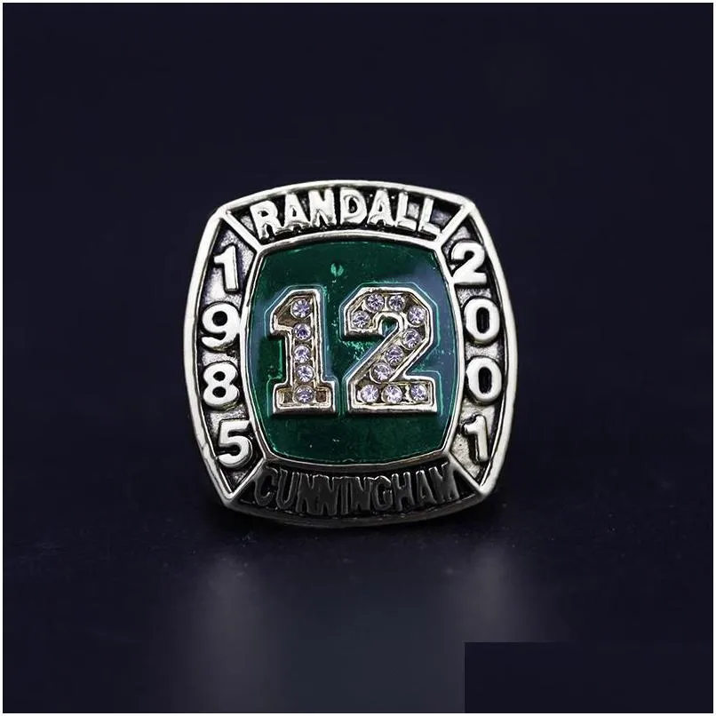 Cluster Rings Hall of Fame Randall Cunningham 12 American Football Team Champions Championship Ring with trälåda Set Souvenir Fan M DHDRK