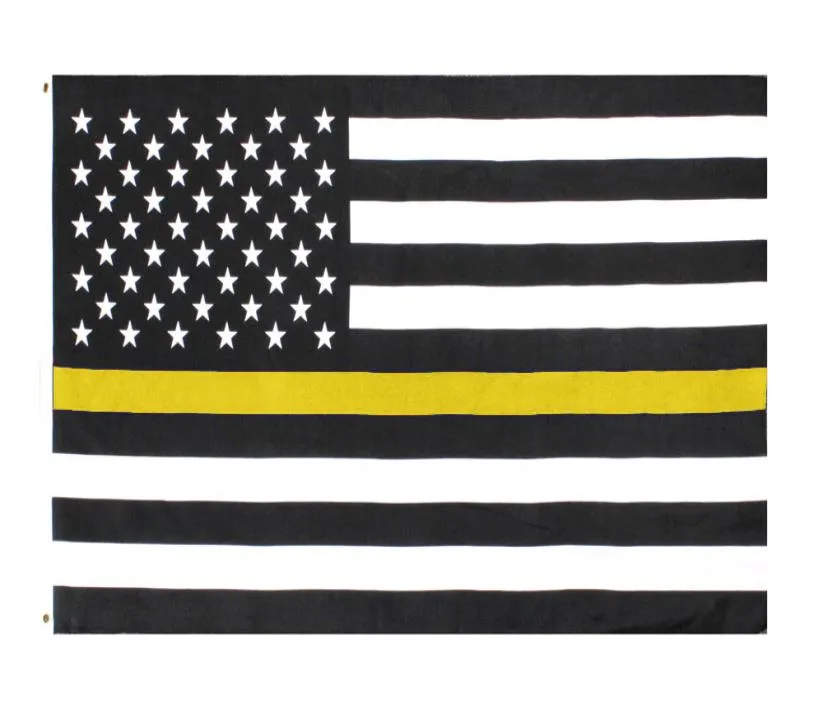 3x5Fts Thin Yellow Line flag Gold Emergency Dispatchers Truck Tow Drivers Recovery Public Safety Security Guards Loss9454065