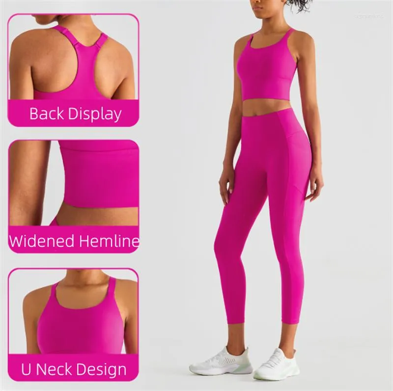 Camisetas activas para mujer, Sujetador deportivo Sexy a prueba de impactos, Material de sensación desnuda, camiseta sin mangas con correa ajustable transpirable de alta calidad