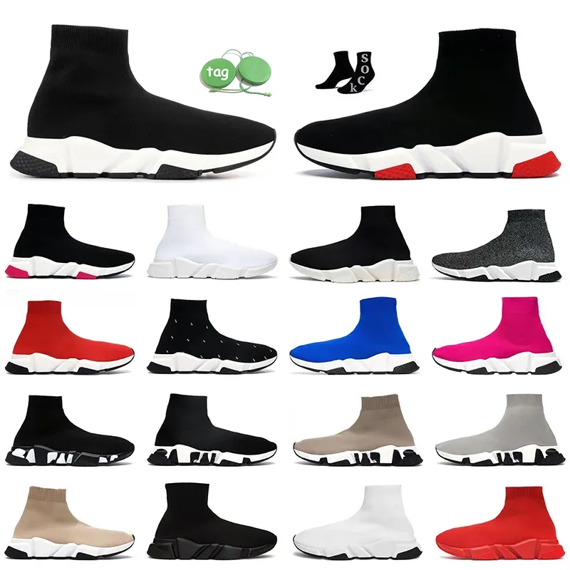 Classics Designer Sock Trainers Shoes Speed Trainer Luxury Women Men Black White Red Graffiti Fashion Speeds 2.0 Clear Sole Socks Runners Speeds Platform OG Sneakers