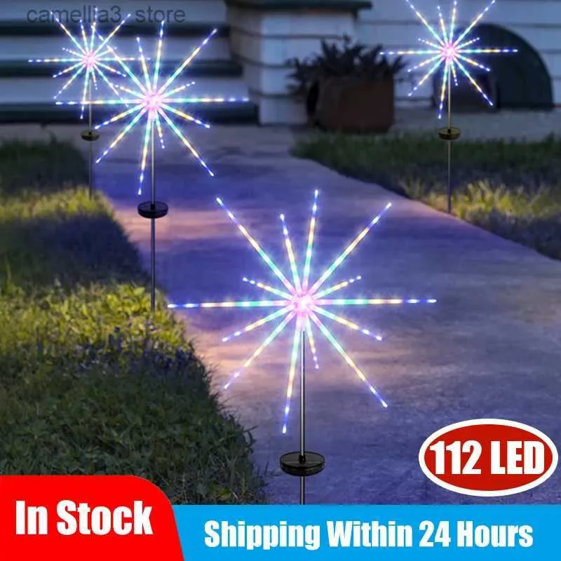 Lawn Lamps 1/2/4Pcs Solar Fireworks Meteors Light 8Modes LED Light IP65 Waterproo Light Decorative Starry Starburst Light for Garden/Lawn Q231125