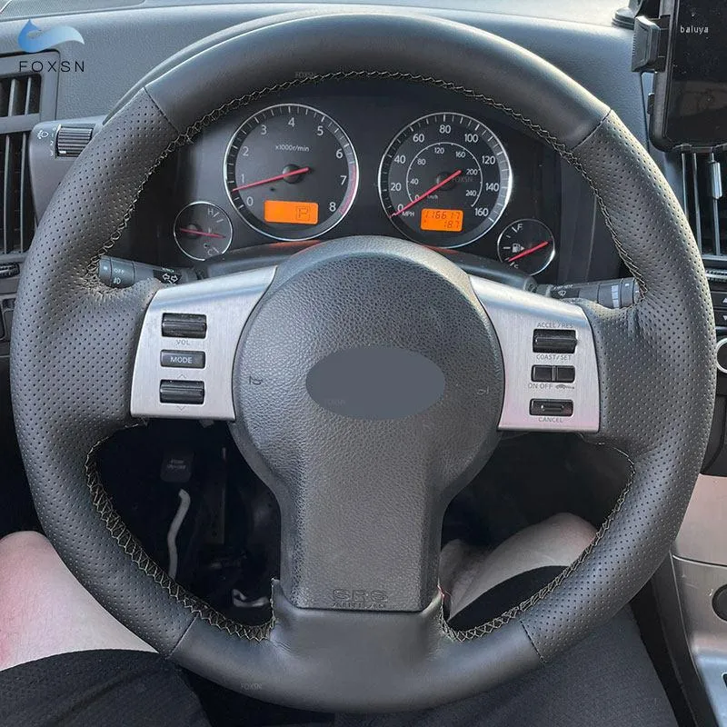 Pokrywa kierownicy okładka ręcznie warkocz samochodu dla 350Z 2003 2004 2005 2006 2008 2009 2009 Black Perforated Microfibre Skórzany wystrój