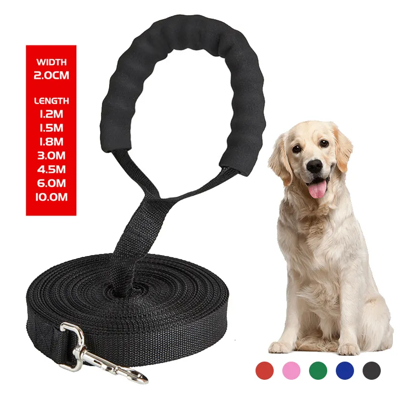 Dog Collars Leashes Long Leash Rope Comfortable Sponge Handle Pet Lead Belt Outdoor Training Lanyard for Small Medium Large s Product 230424