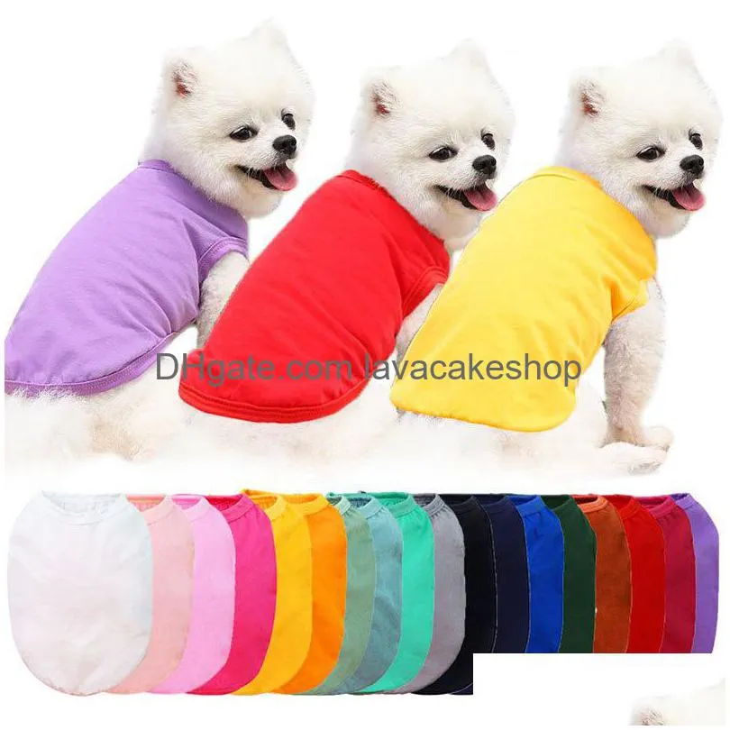 Vêtements pour chiens Sublimation Blank DIY Vêtements pour chiens Vêtements en coton Gilet blanc Blanks Chemises pour animaux de compagnie T-shirt de couleur unie pour petits chiens Chat Rouge B Dhtiw