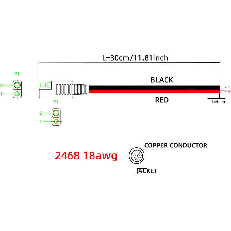 Ny 3st SAE -anslutning Kabel SAE Snabbanslutning Koppla bort Plug SAE Automotive Extension Cable Solar Panel SAE Plug