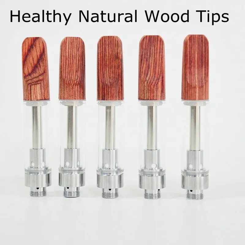 Cartouche de vape à pointe en bois 0,5 ml 0,8 ml 1,0 ml 510 cartouches en céramique trous d'huile de 2,0 mm d'épaisseur chariots en bois vide dispositif de vaporisateur jetable atomiseur