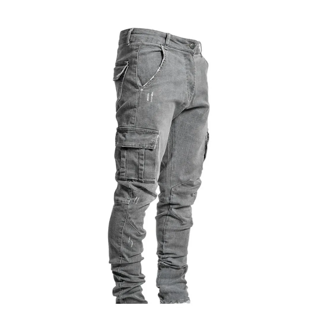 Jeans masculinos empilhados de jeans Moda moda magro de bolso de bolso masculino ropa hombre casual hip hop entrega de vestuário masculina roupas dhpge
